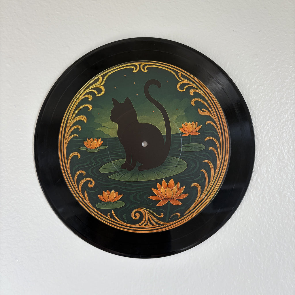 Vintage Lotus Cat Vinyl Art