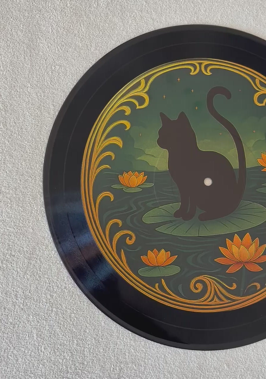 Vintage Lotus Cat Vinyl Art